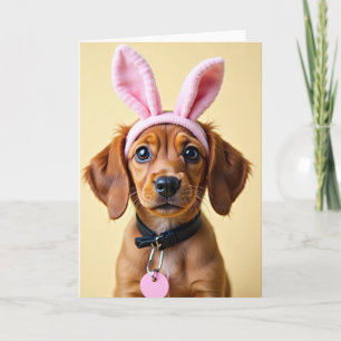 Cute Puppy Rabbit Ears Photo Card