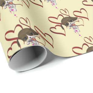 Cute Puppy Red Hearts Wrapping Paper