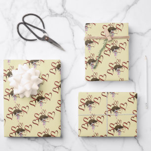 Cute Puppy Red Hearts Wrapping Paper Sheets