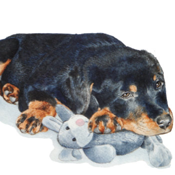 Cute Puppy Rottweiler Cuddling Teddy Bear Jigsaw Puzzle by artoriginals at Zazzle