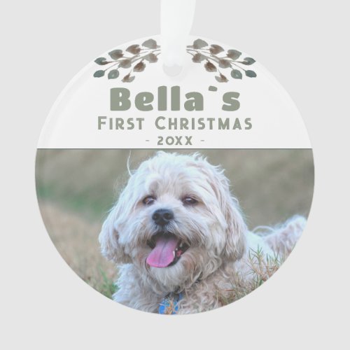 Cute Puppys First Christmas Dog Pet Photo Ornament