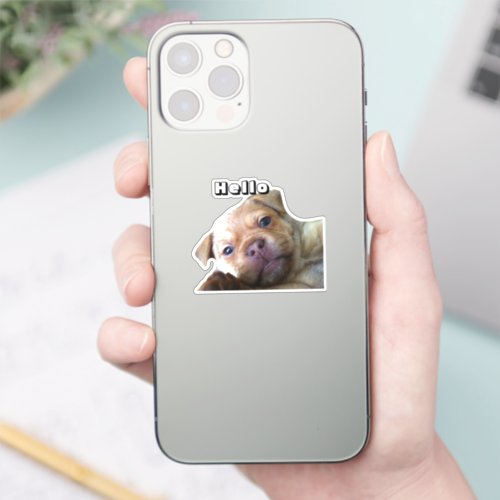 Cute Puppy Says Hello Phone Decoration Sticker