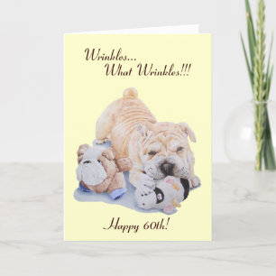 Cute puppy shar pei dog and teddy funny 60th card