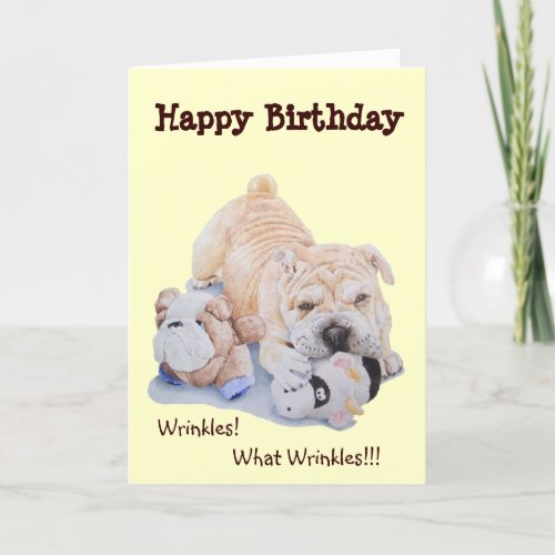 Cute puppy shar pei dog and teddy funny birthday card