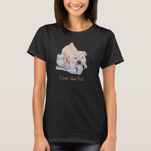 cute puppy shar pei dog portrait with fun slogan T_Shirt