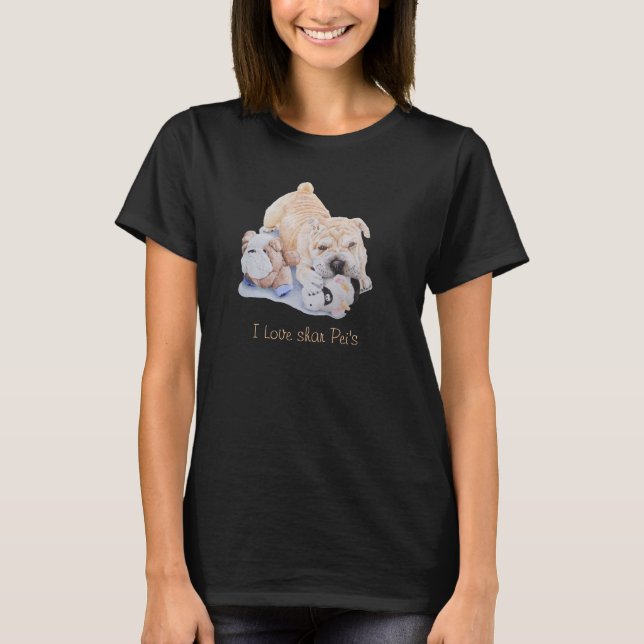 cute puppy shar pei dog portrait with fun slogan T-Shirt (Front)