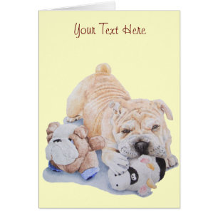 Cute puppy shar pei with teddy bears art cards