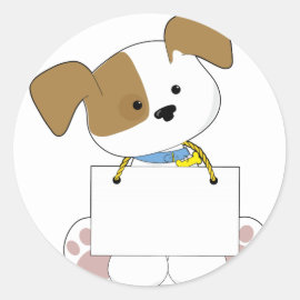 Cute Puppy Sign Classic Round Sticker