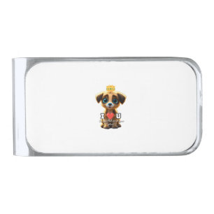 Cute puppy silver finish money clip