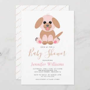 Cute Puppy Simple Personalized Neutral Baby Shower Invitation