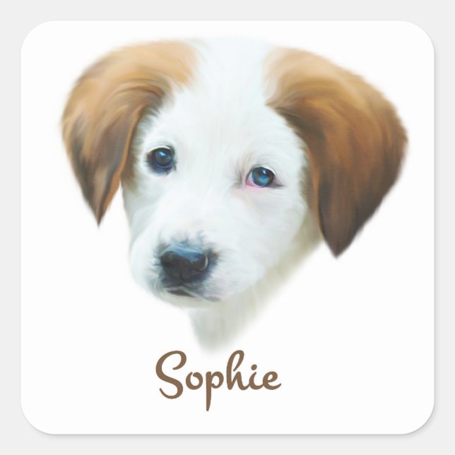 cute puppy "Sophie" Square Sticker (Front)