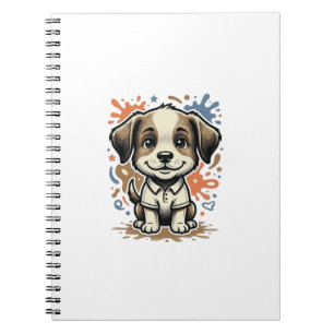 Cute Puppy Splash Engraving Vector Design_1 Notebook