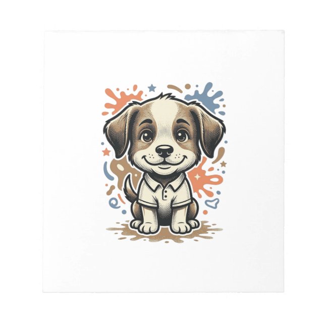 Cute Puppy Splash Engraving Vector Design_1 Notepad (Front)