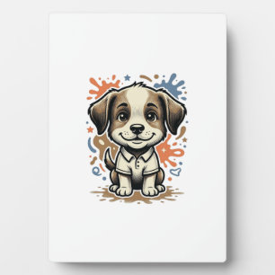 Cute Puppy Splash Engraving Vector Design_1 Plaque