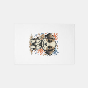 Cute Puppy Splash Engraving Vector Design_1 Rug