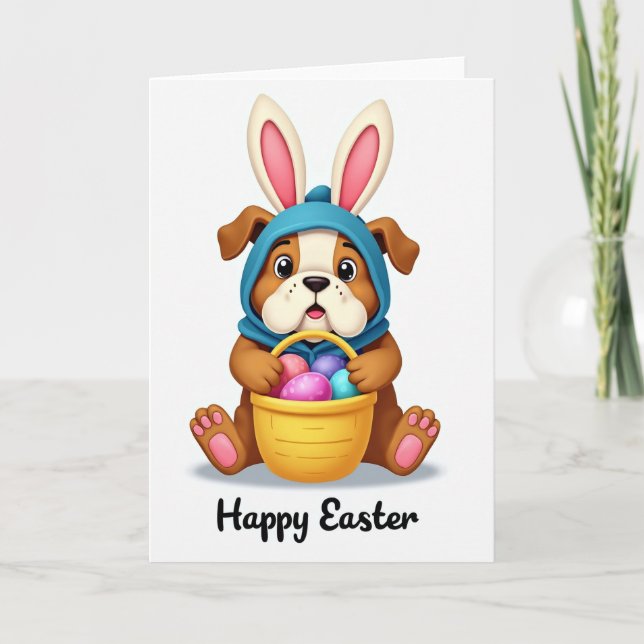 Cute Puppy Spring Basket Card (Front)