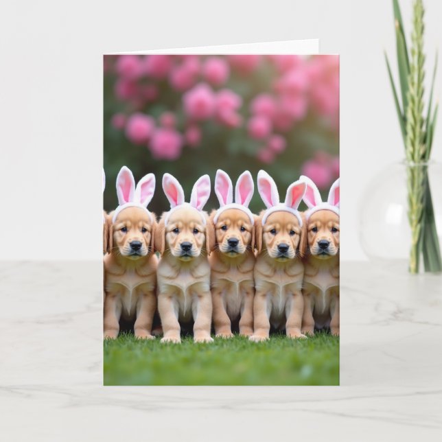 Cute Puppy Spring Meadow Card (Front)