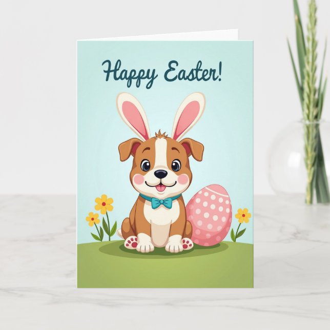 Cute Puppy Springtime Card (Front)