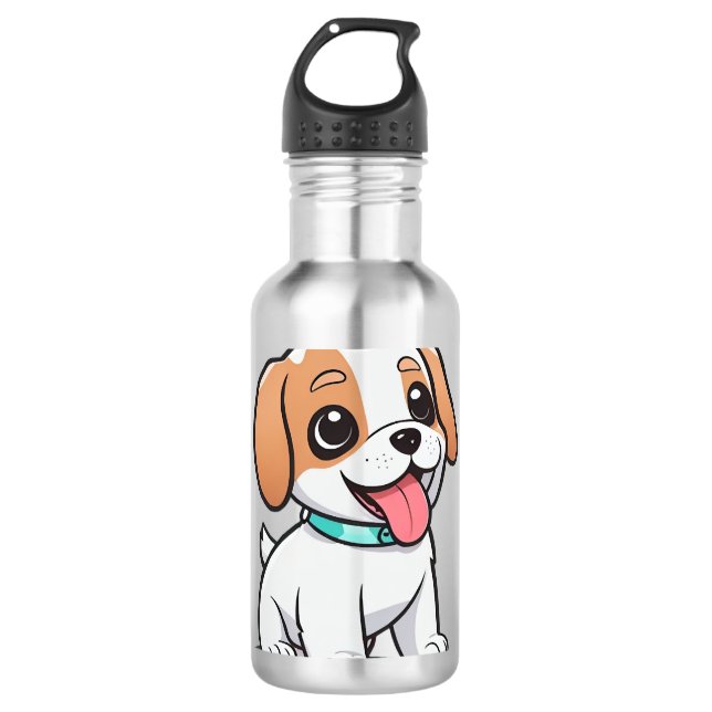 Cute Puppy Stainless Steel Water Bottle (Front)