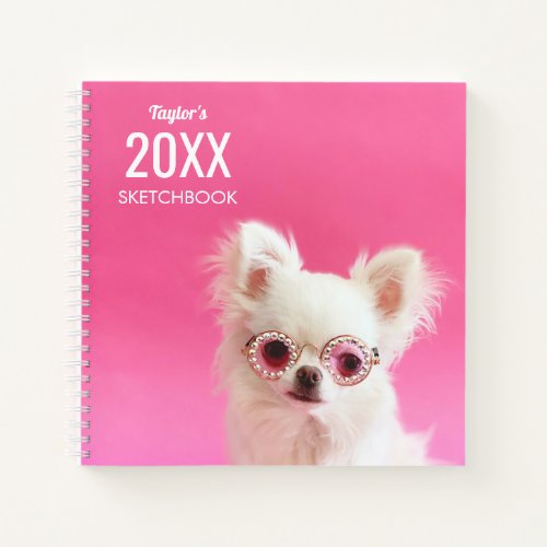 Cute Puppy Sunglasses Personalized Kids Sketchbook Notebook