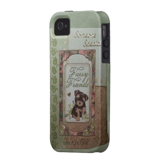 Cute puppy tan/green Case-Mate iPhone case (Back Left)