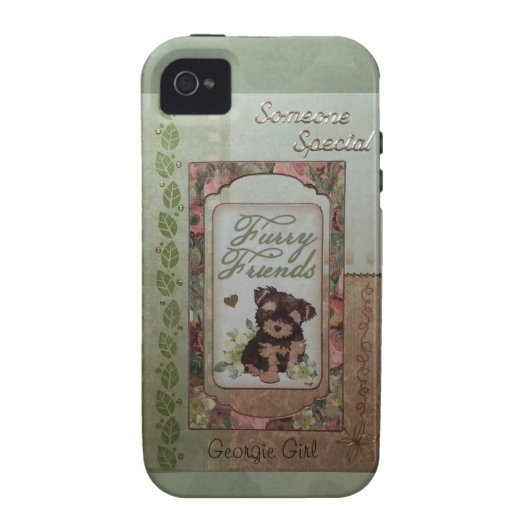 Cute puppy tan/green Case-Mate iPhone case (Back)