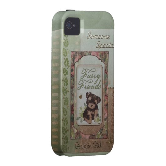 Cute puppy tan/green Case-Mate iPhone case (Back/Right)