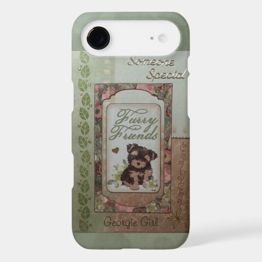 Cute puppy tan/green Case-Mate iPhone case (Back)