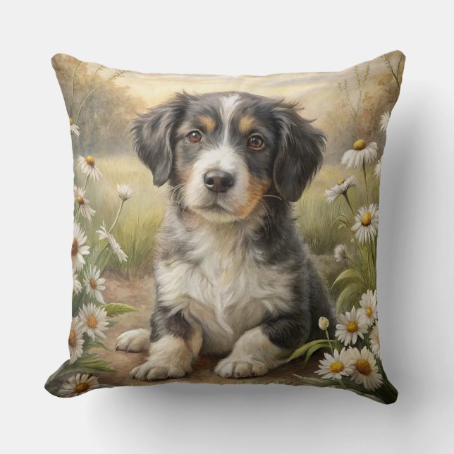 Cute Puppy Throw Pillow (Front)