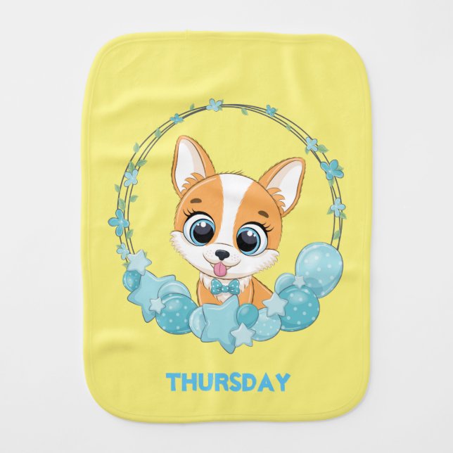 Cute Puppy Thursday   Baby Burp Cloth (Front)