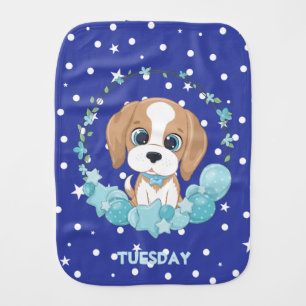 Cute Puppy Tuesday Baby Burp Cloth