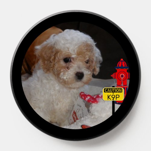 Cute Puppy Upload w Sign Hydrant PopSocket