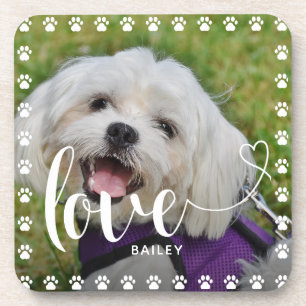 Cute Puppy Valentines Day Pet Puppy Dog Photo Beverage Coaster