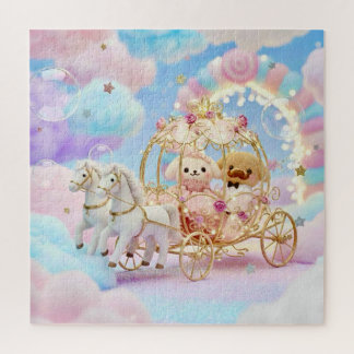 Cute Puppy Wedding Fairytale Carriage Jigsaw Puzzle