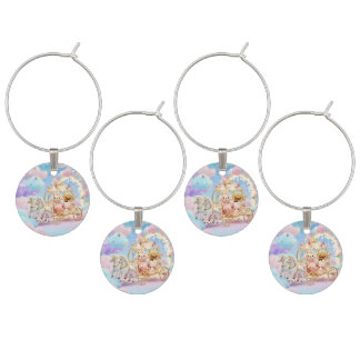 Cute Puppy Wedding Fairytale Carriage Wine Charm