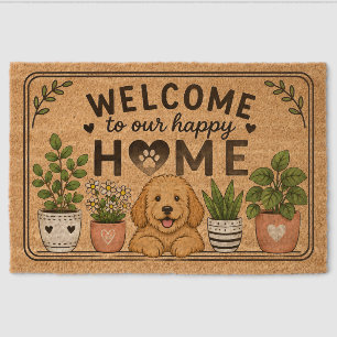 Cute Puppy Welcome Doormat Fiber Doormat