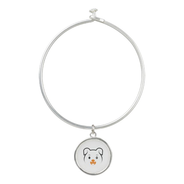 Cute Puppy Wink Bangle Bracelet (Front)