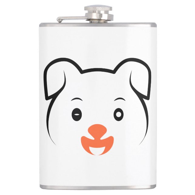Cute Puppy Wink Flask (Front)