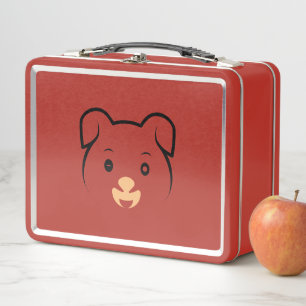 Cute Puppy Wink Metal Lunch Box