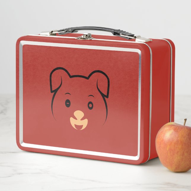 Cute Puppy Wink Metal Lunch Box (In Situ)