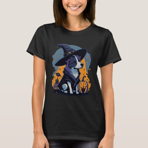 Cute Puppy Witch Hat T_Shirt