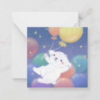 Cute Puppy with Balloons & Stars Note Card