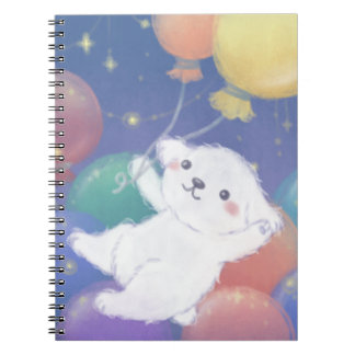 Cute Puppy with Balloons & Stars Notebook