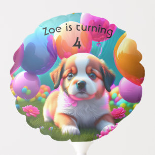 Cute puppy with balloons - sweet Kids Birthday