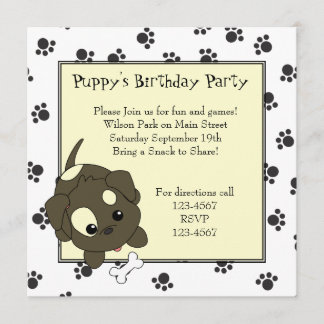 Cute Puppy with Bone Invitation