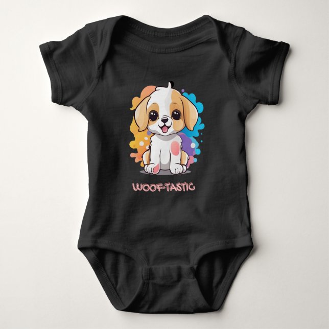 Cute Puppy with Colorful Spots Baby Bodysuit (Front)