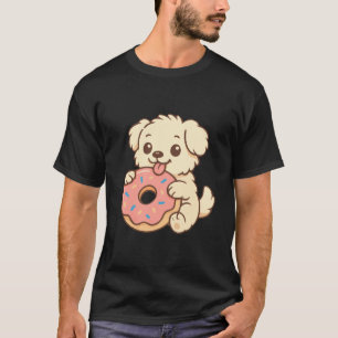 Cute Puppy with Donut – Sweet Treat Design T-Shirt
