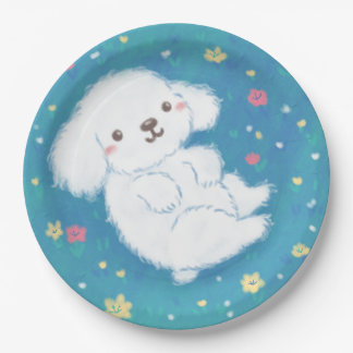 Cute Puppy with Flowers Paper Plates