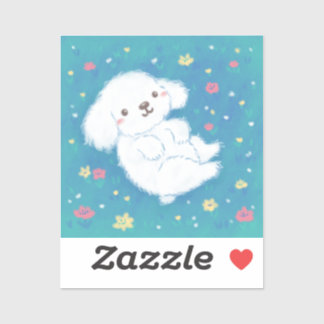 Cute Puppy with Flowers Sticker