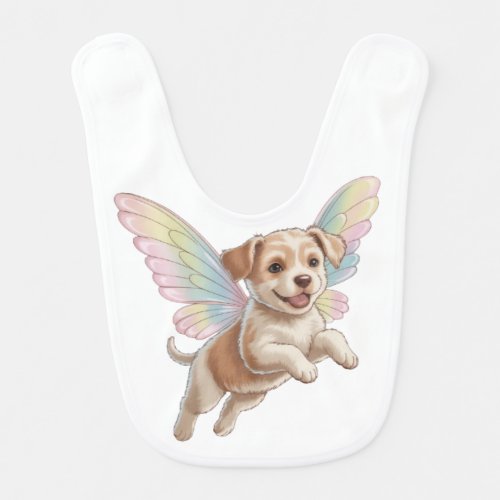 Cute Puppy with Glowing Fairy Wings — Magical Pet Baby Bib